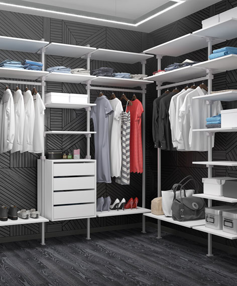 полки в гардеробной комнате
